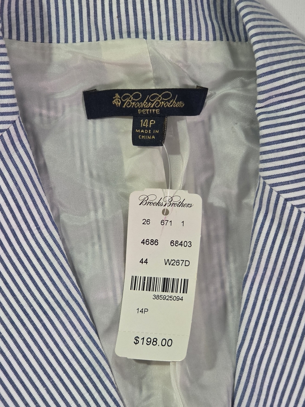 Brooks Brothers NWT Seersucker Suit 14P Blue White Stripe - Picture 11 of 11